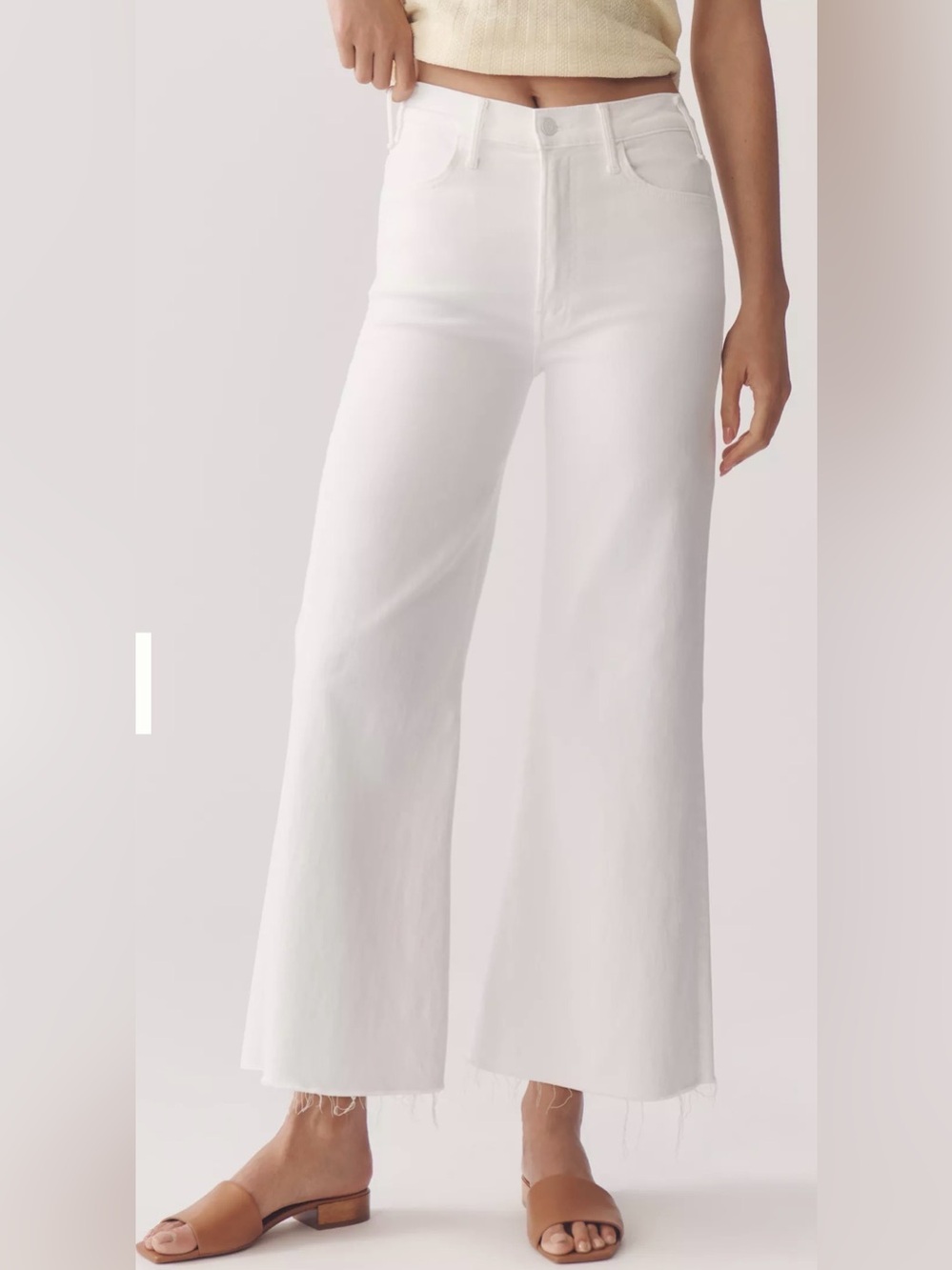 🆕 MOTHER Lil Hustler Roller Ankle Fray High-Rise White Jeans - 30P